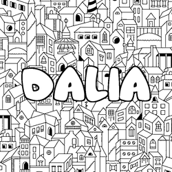 Coloraci&oacute;n del nombre DALIA - decorado ciudad