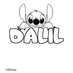 Coloraci&oacute;n del nombre DALIL - decorado Stitch