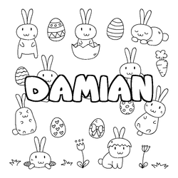 Coloraci&oacute;n del nombre DAMIAN - decorado Pascua