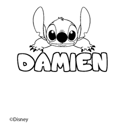 Coloraci&oacute;n del nombre DAMIEN - decorado Stitch