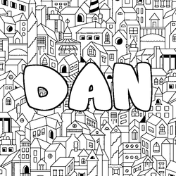 Coloraci&oacute;n del nombre DAN - decorado ciudad