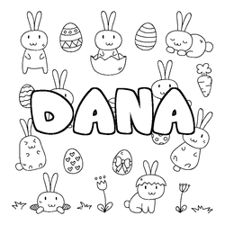 Coloraci&oacute;n del nombre DANA - decorado Pascua