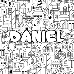 Coloraci&oacute;n del nombre DANIEL - decorado ciudad