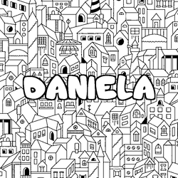 Coloraci&oacute;n del nombre DANIELA - decorado ciudad