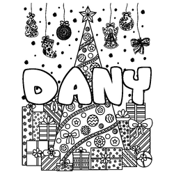 Coloraci&oacute;n del nombre DANY - decorado &aacute;rbol de Navidad y regalos