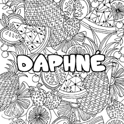 Coloraci&oacute;n del nombre DAPHN&Eacute; - decorado mandala de frutas