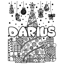 Coloraci&oacute;n del nombre DARIUS - decorado &aacute;rbol de Navidad y regalos