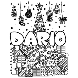 Coloraci&oacute;n del nombre DARIO - decorado &aacute;rbol de Navidad y regalos
