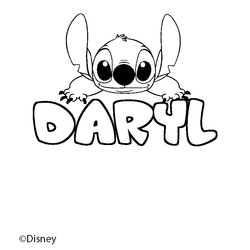 Coloraci&oacute;n del nombre DARYL - decorado Stitch