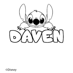 Coloraci&oacute;n del nombre DAVEN - decorado Stitch