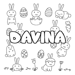 Coloraci&oacute;n del nombre DAVINA - decorado Pascua