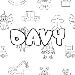 Coloraci&oacute;n del nombre DAVY - decorado juguetes