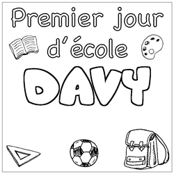 Coloraci&oacute;n del nombre DAVY - decorado primer d&iacute;a de escuela