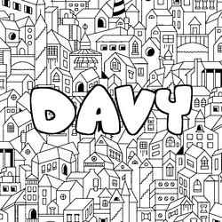 Coloraci&oacute;n del nombre DAVY - decorado ciudad