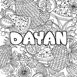 Coloraci&oacute;n del nombre DAYAN - decorado mandala de frutas