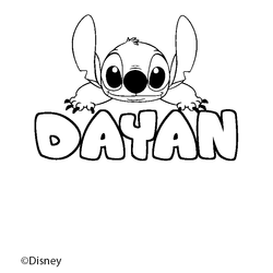 Coloraci&oacute;n del nombre DAYAN - decorado Stitch