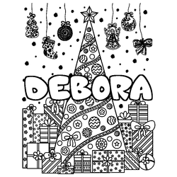Coloraci&oacute;n del nombre DEBORA - decorado &aacute;rbol de Navidad y regalos