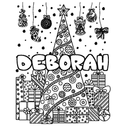 Coloraci&oacute;n del nombre DEBORAH - decorado &aacute;rbol de Navidad y regalos