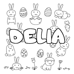 Coloraci&oacute;n del nombre DELIA - decorado Pascua