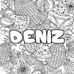 Coloraci&oacute;n del nombre DENIZ - decorado mandala de frutas