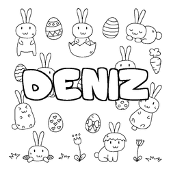 Coloraci&oacute;n del nombre DENIZ - decorado Pascua