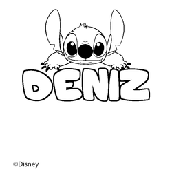 Coloraci&oacute;n del nombre DENIZ - decorado Stitch