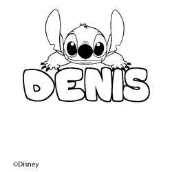 Coloraci&oacute;n del nombre DENIS - decorado Stitch
