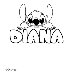 Coloraci&oacute;n del nombre DIANA - decorado Stitch