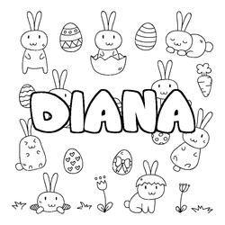 Coloraci&oacute;n del nombre DIANA - decorado Pascua