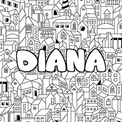 Coloraci&oacute;n del nombre DIANA - decorado ciudad