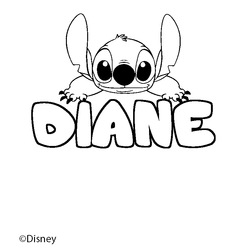 Coloraci&oacute;n del nombre DIANE - decorado Stitch