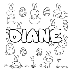 Coloraci&oacute;n del nombre DIANE - decorado Pascua