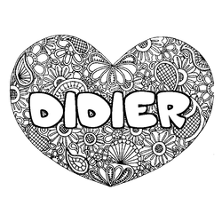 Coloraci&oacute;n del nombre DIDIER - decorado mandala de coraz&oacute;n
