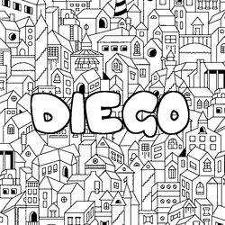 Coloraci&oacute;n del nombre DIEGO - decorado ciudad