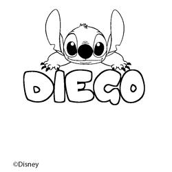 Coloraci&oacute;n del nombre DIEGO - decorado Stitch