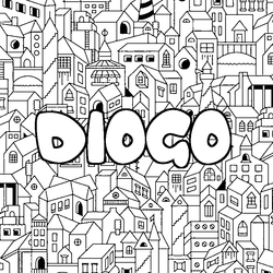 Coloraci&oacute;n del nombre DIOGO - decorado ciudad