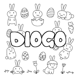 Coloraci&oacute;n del nombre DIOGO - decorado Pascua