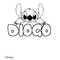 Coloraci&oacute;n del nombre DIOGO - decorado Stitch