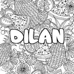 Coloraci&oacute;n del nombre DILAN - decorado mandala de frutas