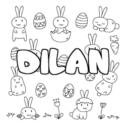 Coloraci&oacute;n del nombre DILAN - decorado Pascua