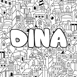 Coloraci&oacute;n del nombre DINA - decorado ciudad