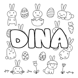 Coloraci&oacute;n del nombre DINA - decorado Pascua