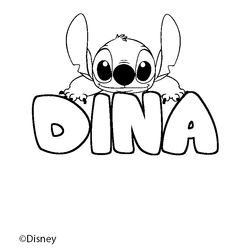 Coloraci&oacute;n del nombre DINA - decorado Stitch