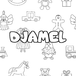Coloraci&oacute;n del nombre DJAMEL - decorado juguetes