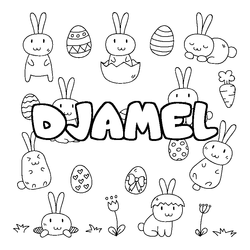 Coloraci&oacute;n del nombre DJAMEL - decorado Pascua
