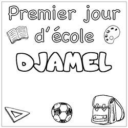 Coloraci&oacute;n del nombre DJAMEL - decorado primer d&iacute;a de escuela