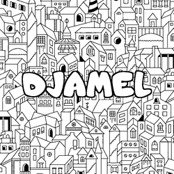 Coloraci&oacute;n del nombre DJAMEL - decorado ciudad