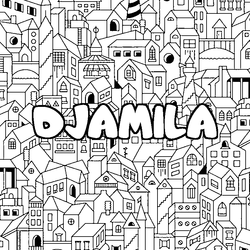 Coloraci&oacute;n del nombre DJAMILA - decorado ciudad