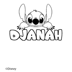 Coloraci&oacute;n del nombre DJANAH - decorado Stitch
