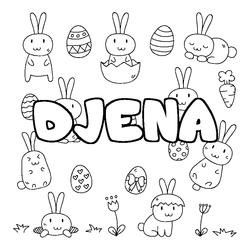 Coloraci&oacute;n del nombre DJENA - decorado Pascua